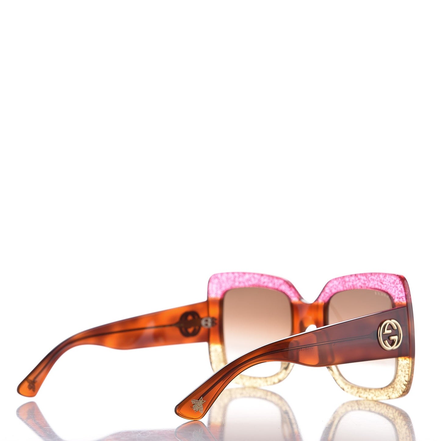 Square Frame GG0083S Sunglasses Glitter Pink Multi