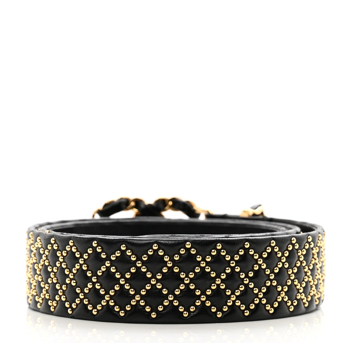 Lambskin Studded CC Chain Belt 80 32 Black