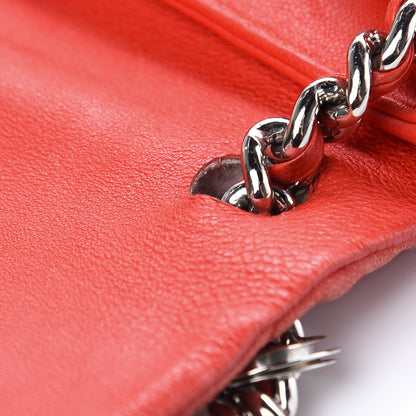 Chanel Washed Lambskin Quilted Large Chain Around Messenger Red 18 of 23