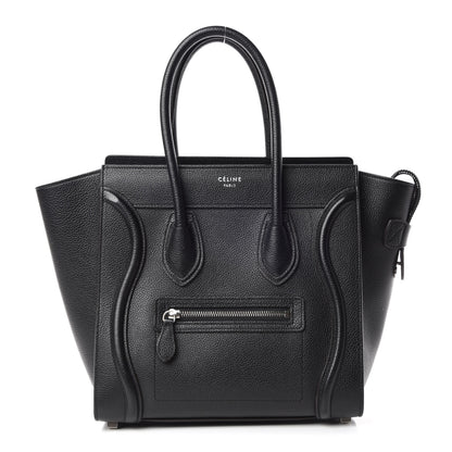 Celine Drummed Calfskin Micro Luggage Black 1 of 11