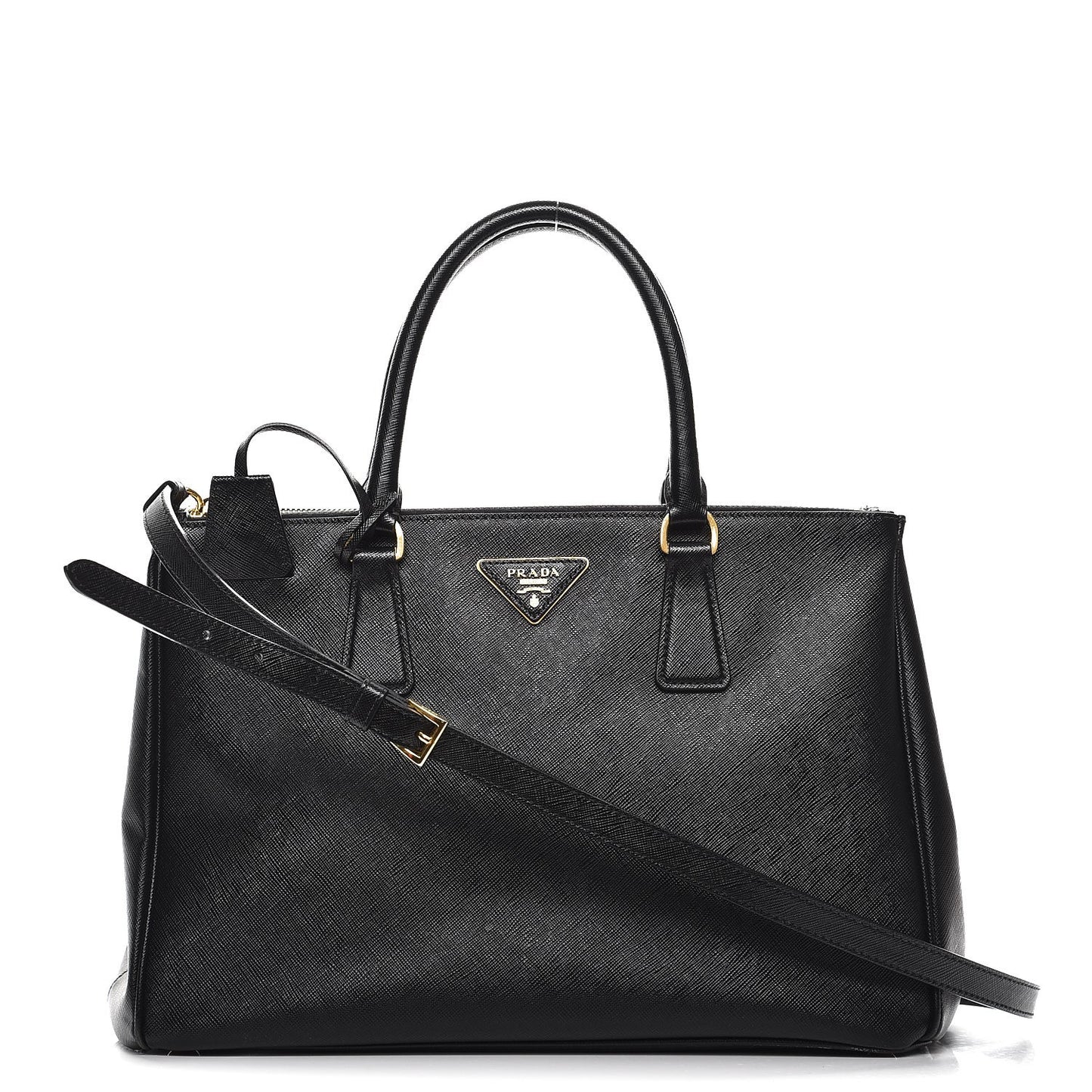 Saffiano Medium Galleria Double Zip Tote Black