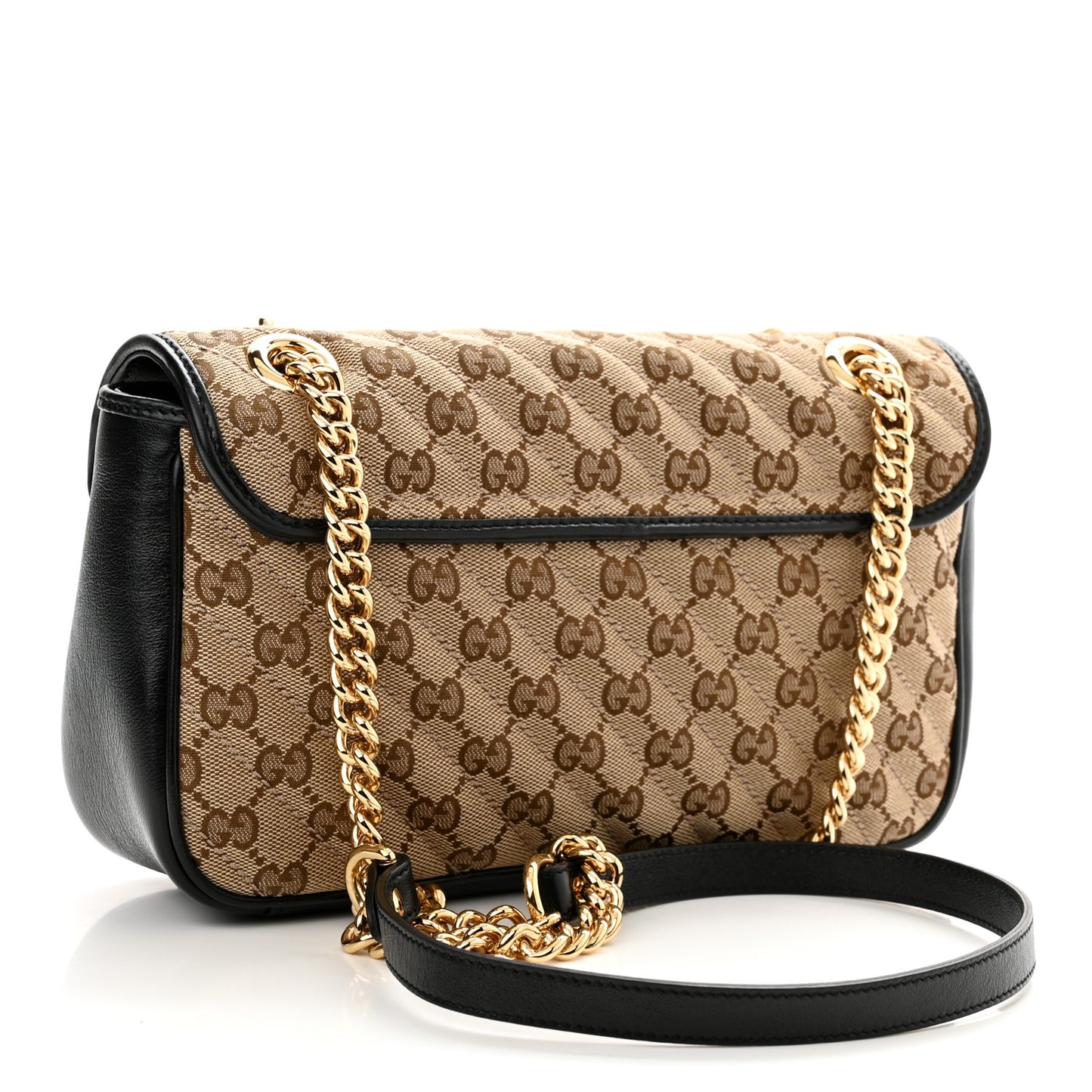 Monogram Matelasse Diagonal Small GG Marmont Shoulder Bag Beige Black