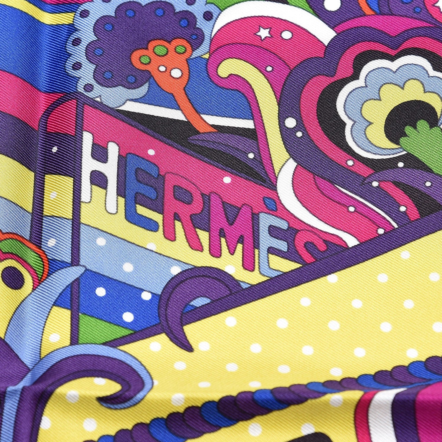 Hermes Silk Faubourg Rainbow Pocket Square Bougainvillier Jaune Vert 3 of 5