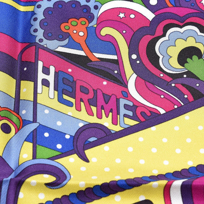 Hermes Silk Faubourg Rainbow Pocket Square Bougainvillier Jaune Vert 3 of 5