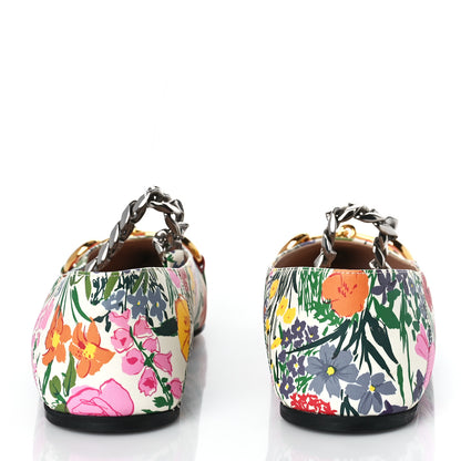 Gucci X KEN SCOTT Canvas Infinity Giardino d Apri Deva Horsebit Chain Embellished Flats 37.5 Ivory Pink 5 of 9