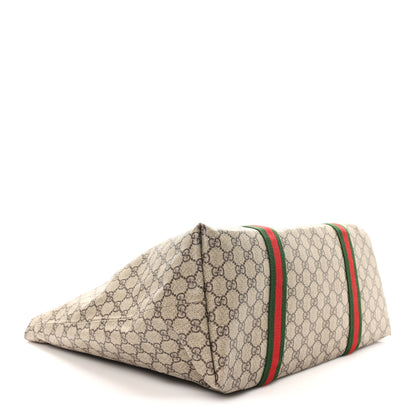 Gucci Tender GG Supreme Monogram Textured Dollar Calfskin Web Tote Beige Ebony New Acero 4 of 10