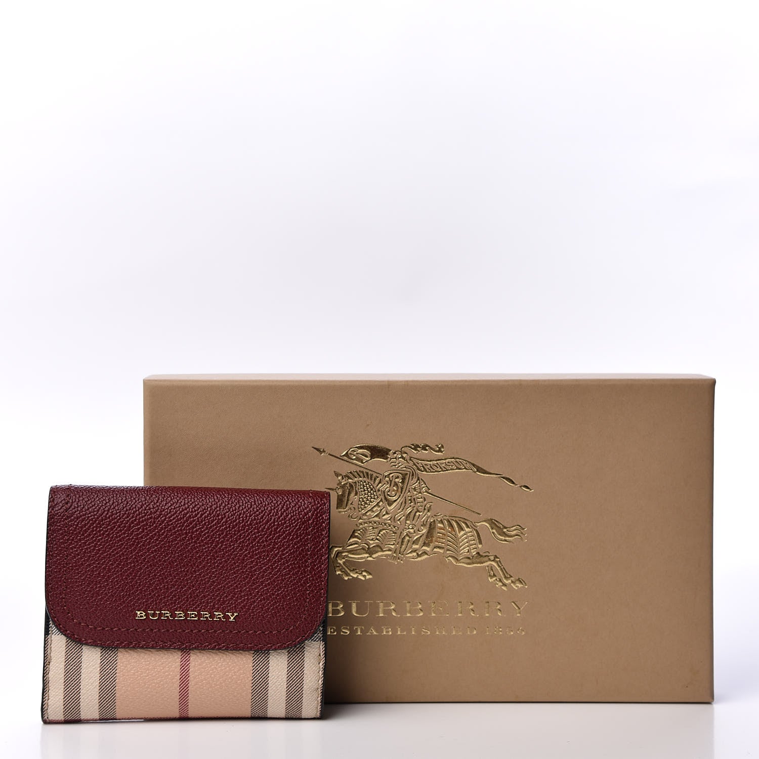 Burberry House Check Luna French Wallet Burgundy 10 of 10