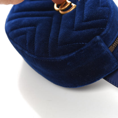 Gucci Velvet Matelasse GG Marmont Belt Bag 85 34 Cobalt Blue 11 of 12