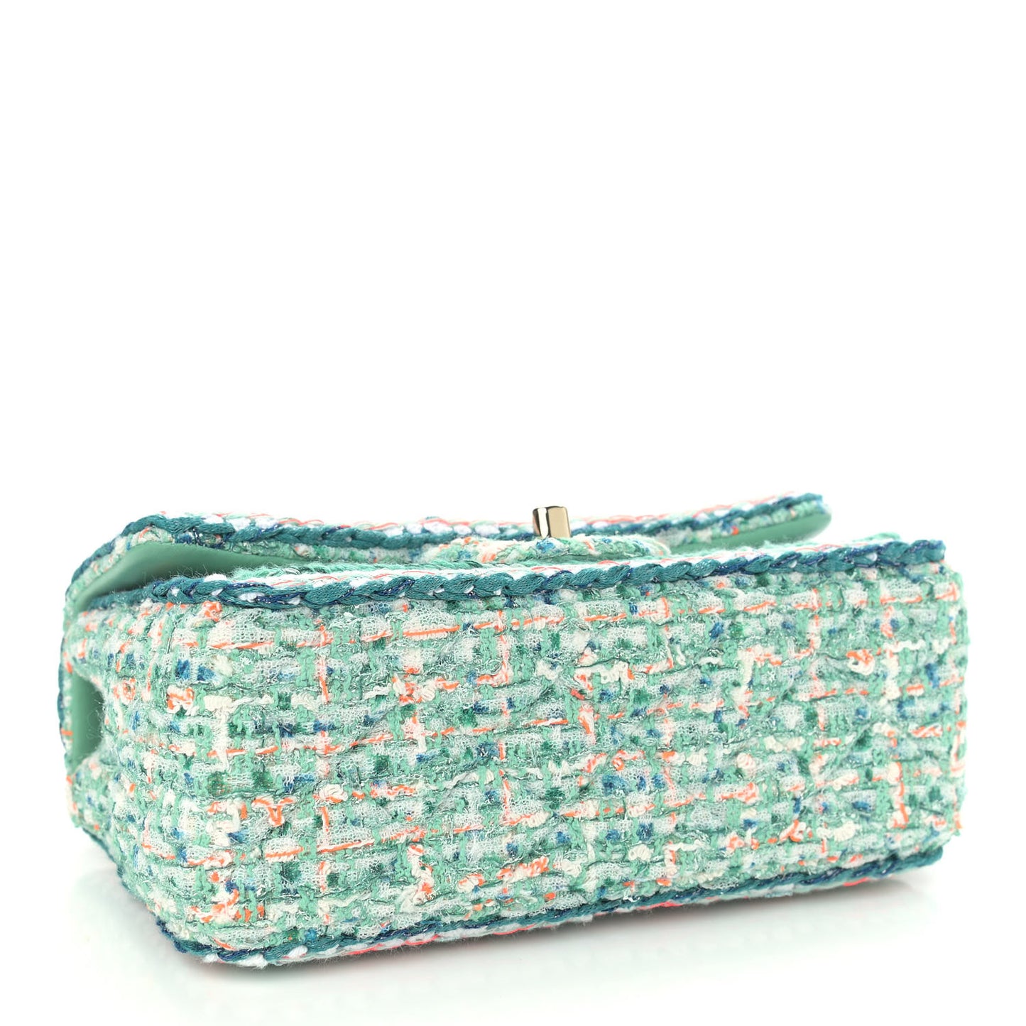 Tweed Quilted Mini Rectangular Flap Green White Blue Orange