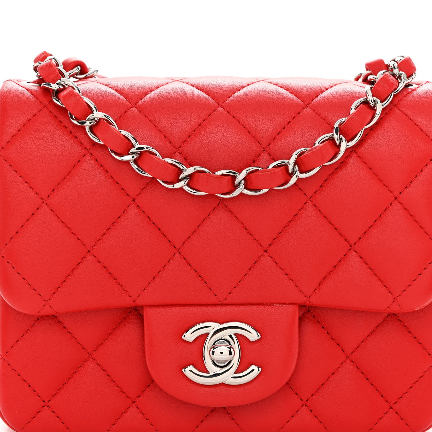 Chanel Lambskin Quilted Mini Square Flap Red 8 of 11