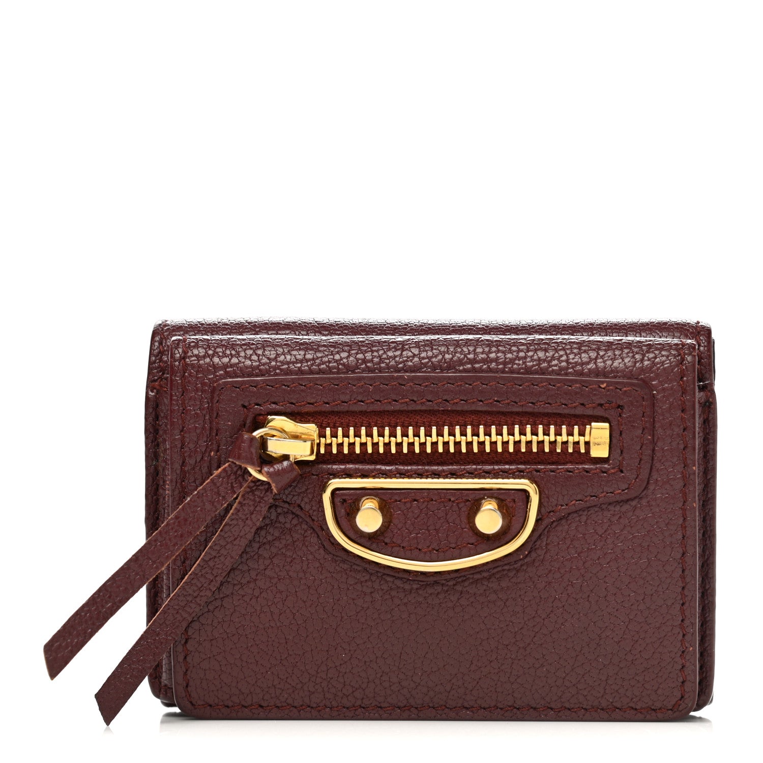 Balenciaga Chevre Gold Metallic Edge Hardware City Mini Wallet Bordeaux 1 of 8