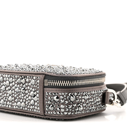 Prada Satin Crystal Metal Triangle Logo Odette Crossbody Fumo 10 of 10