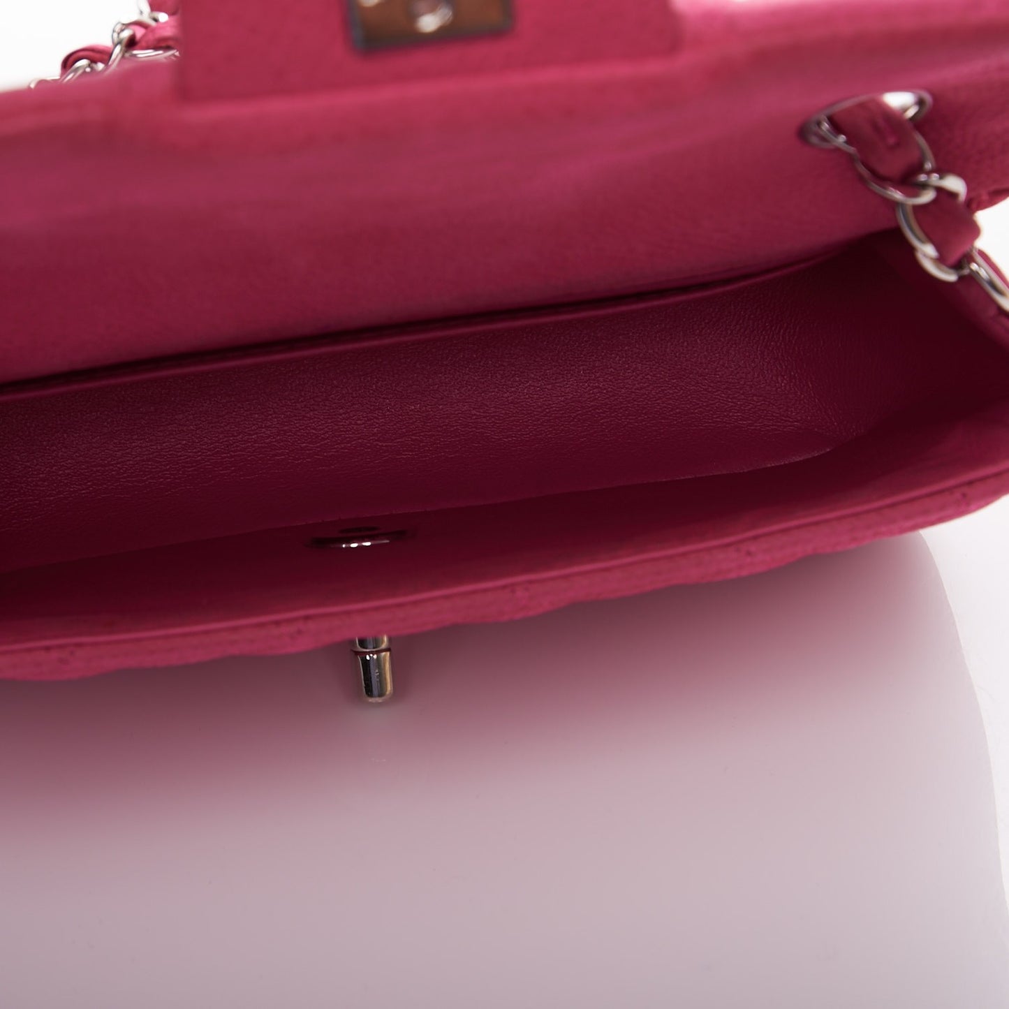Iridescent Caviar Quilted Mini Rectangular Flap Pink