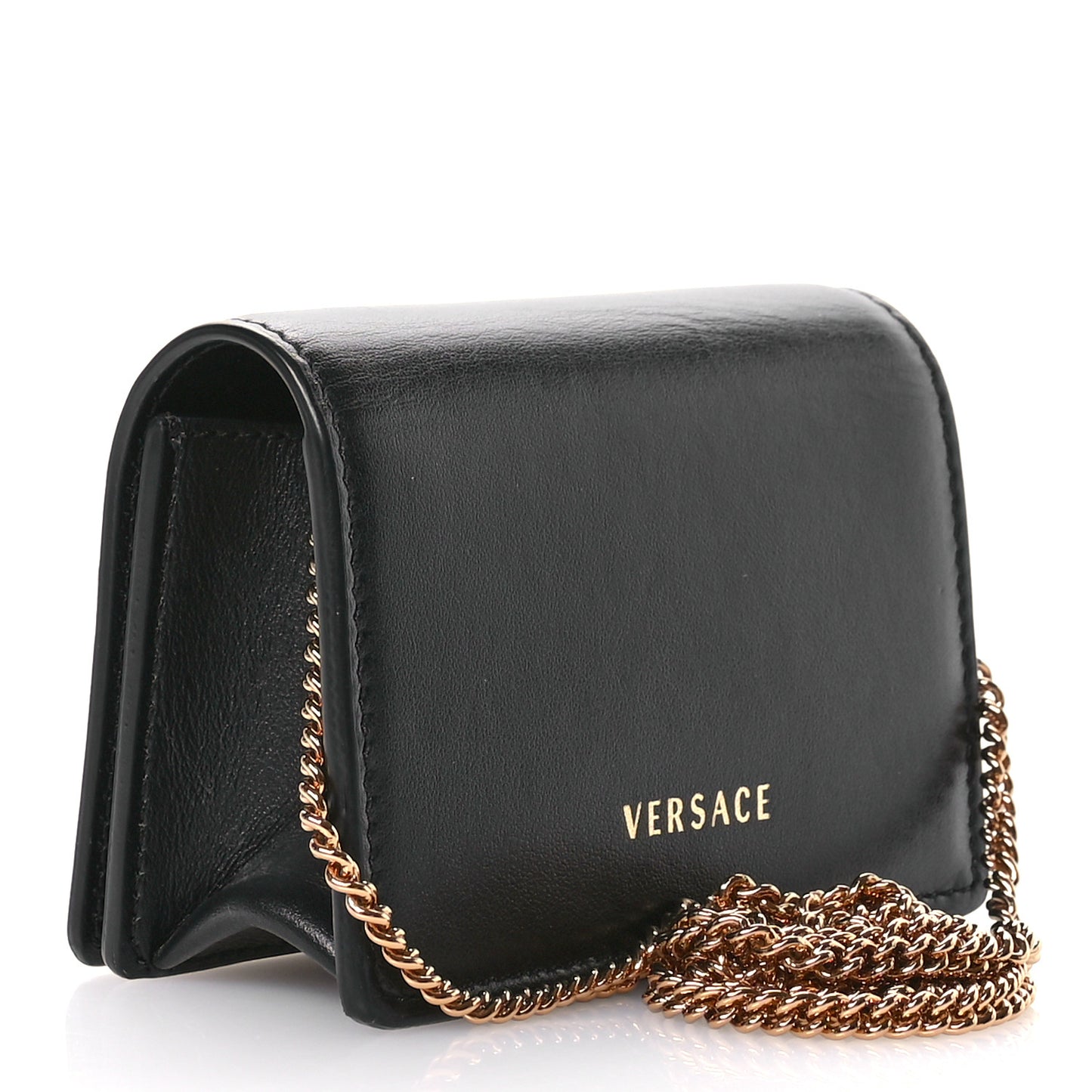 Vitello Mini Virtus Chain Clutch Black