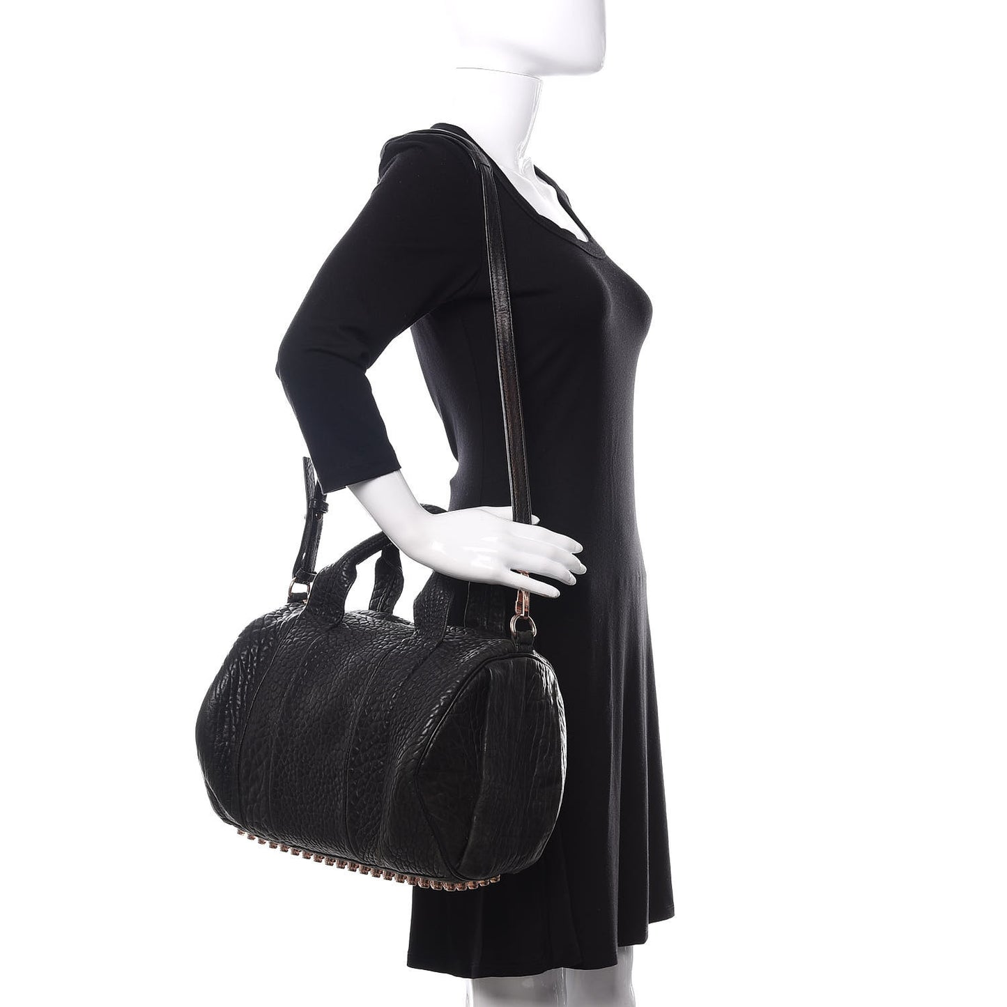 Pebbled Lambskin Rocco Black Rose Gold Hardware