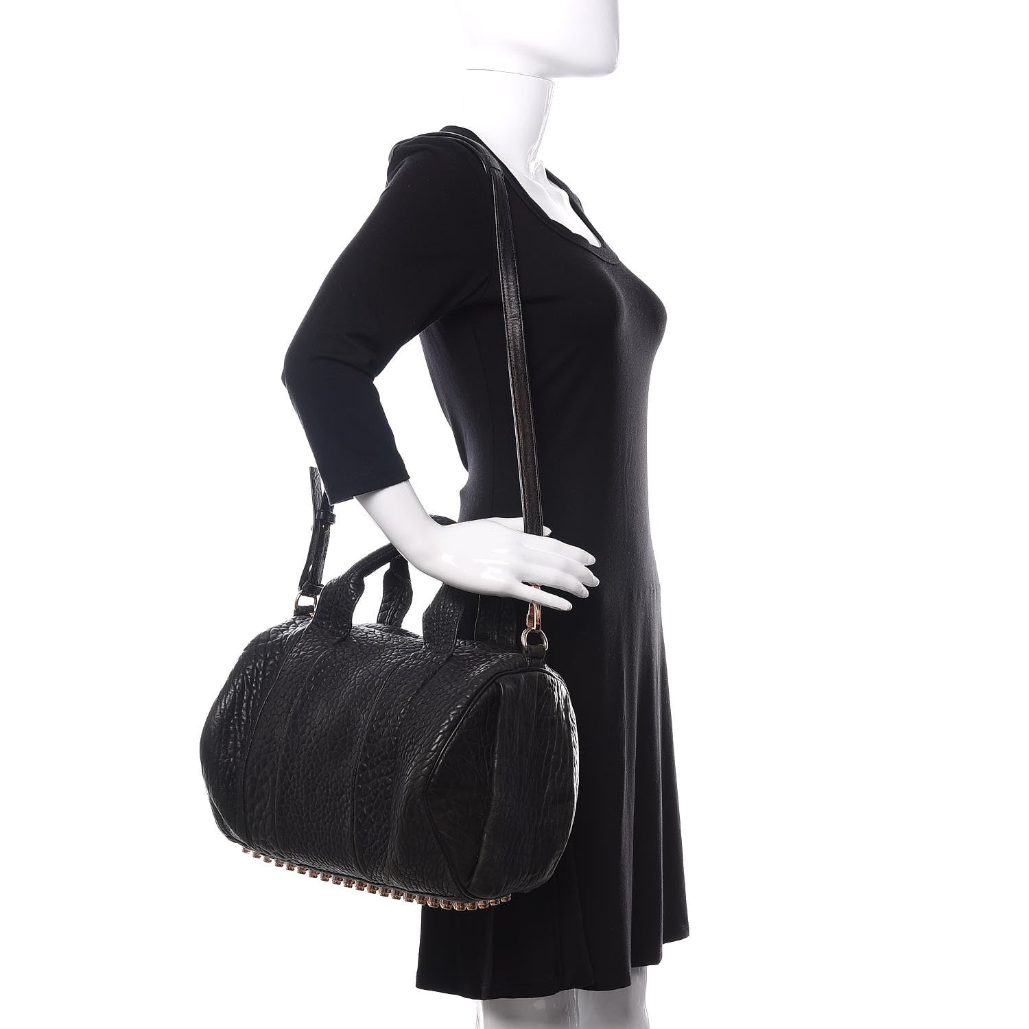 Alexander Wang Pebbled Lambskin Rocco Black Rose Gold Hardware 2 of 9