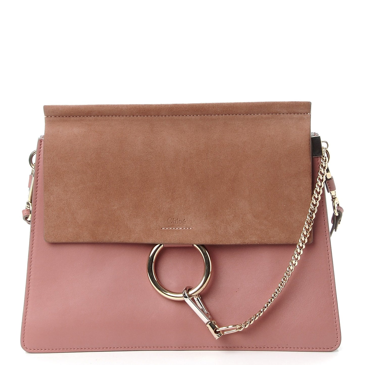 Suede Medium Faye Shoulder Bag Misty Rose