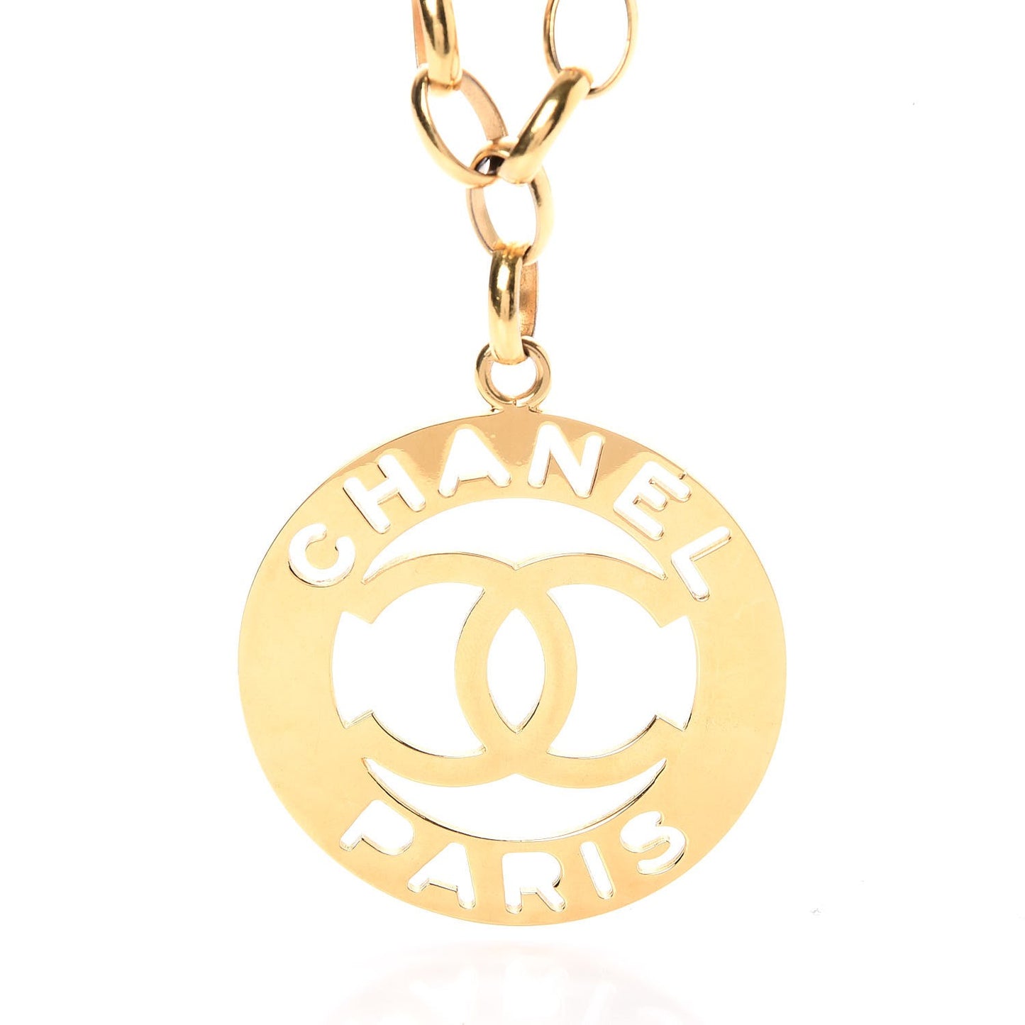 CC Medallion Long Chain Necklace Gold