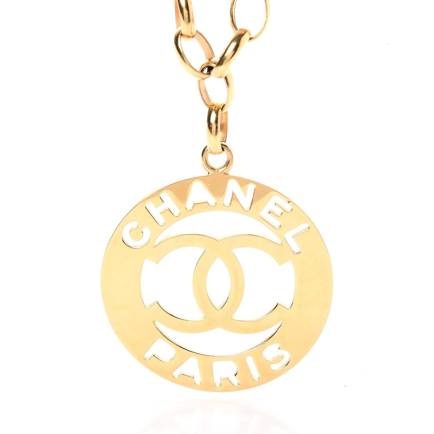 Chanel CC Medallion Long Chain Necklace Gold 4 of 6