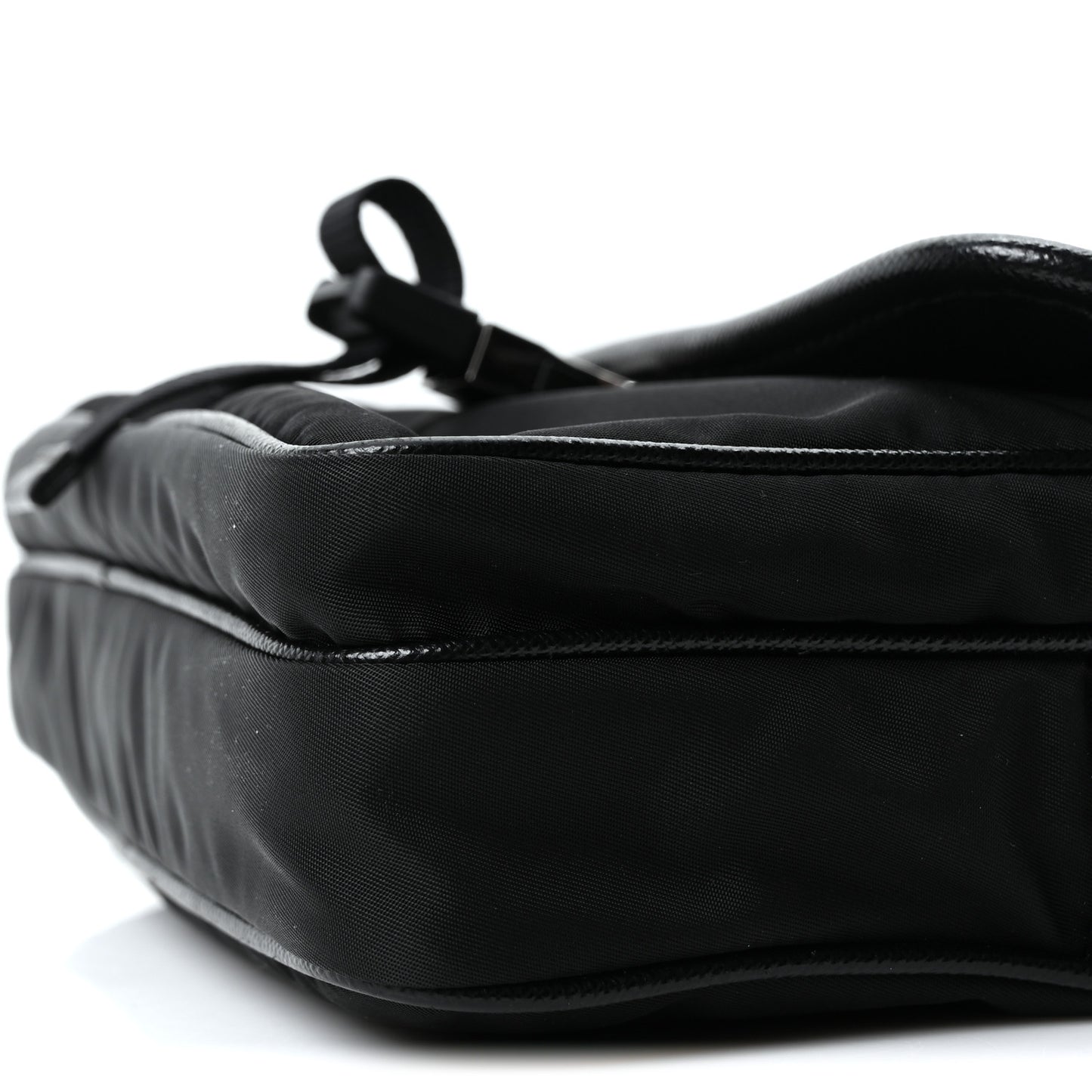 Re-Nylon Saffiano Pocket Single Snap Buckle Shoulder Bag Black