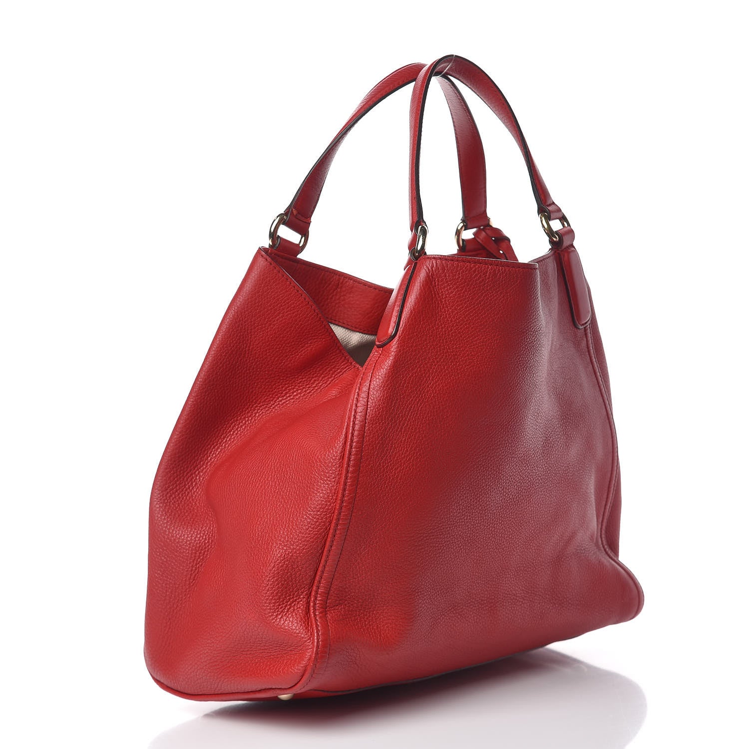 Gucci Pebbled Calfskin Medium Soho Shoulder Bag Red 3 of 11