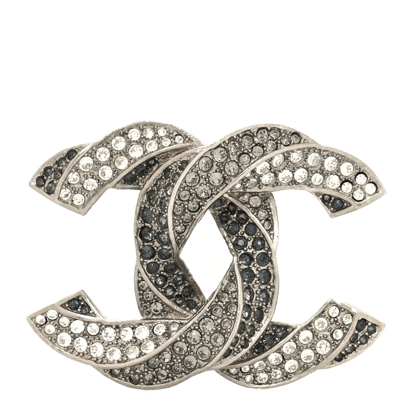 Crystal Twisted CC Brooch Silver