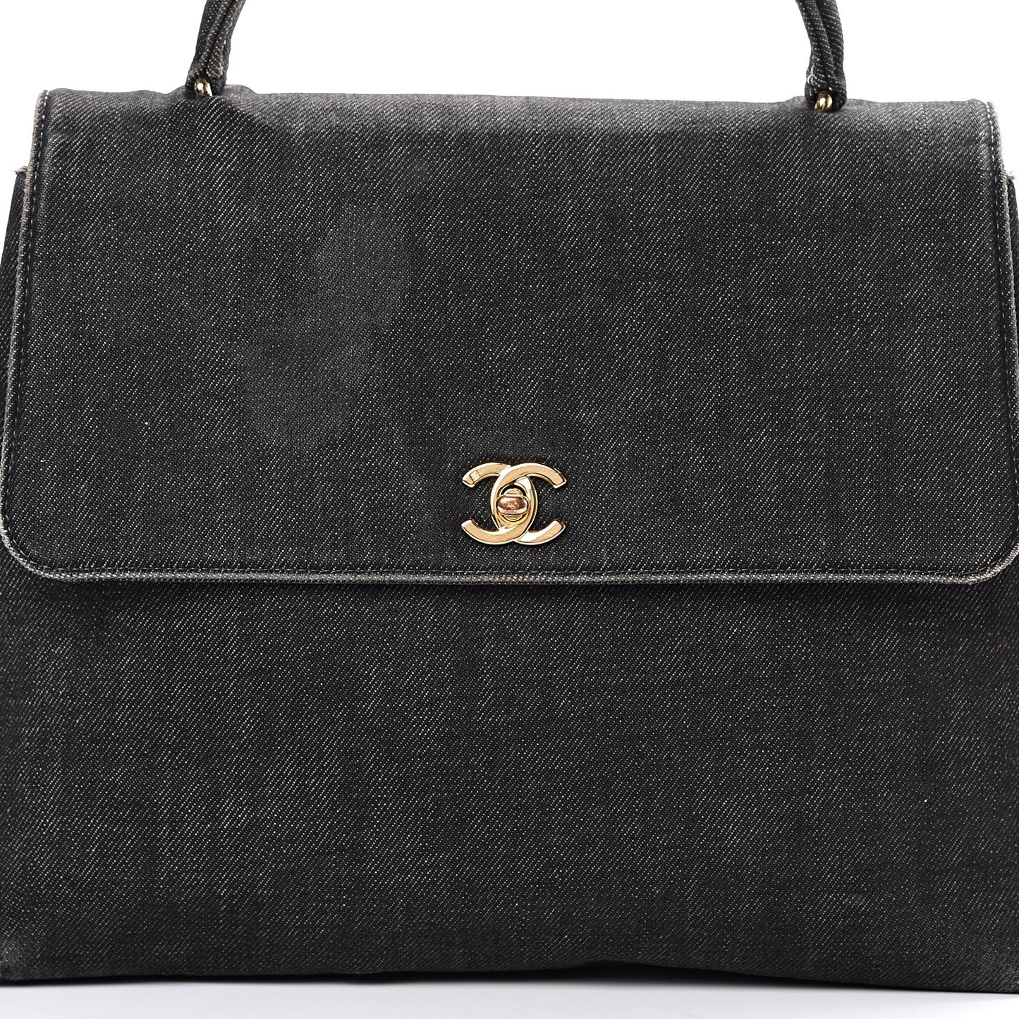 Denim Jumbo Kelly Flap Black