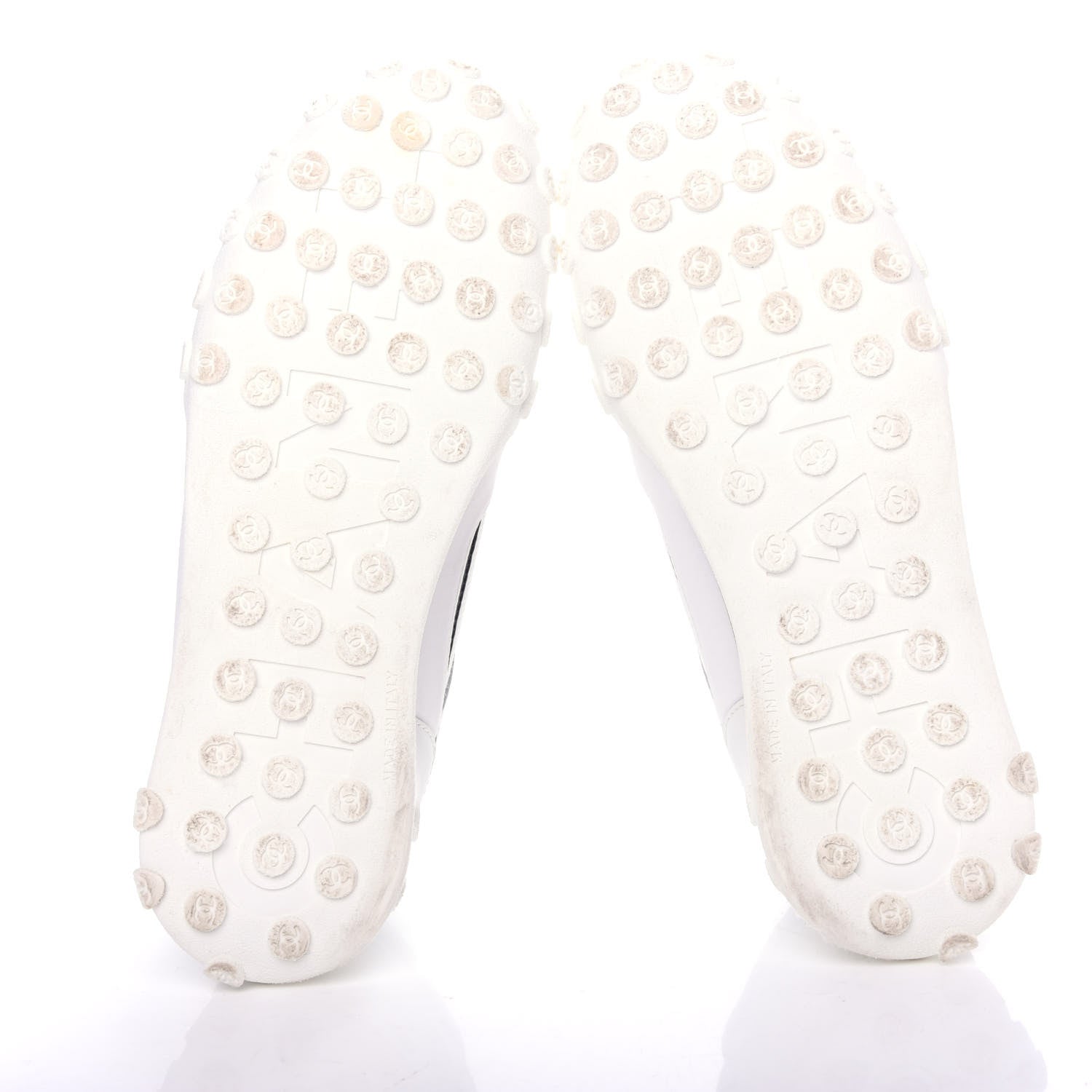Chanel Calfskin Mesh Lycra Womens Logo Sneakers 38.5 White 6 of 11