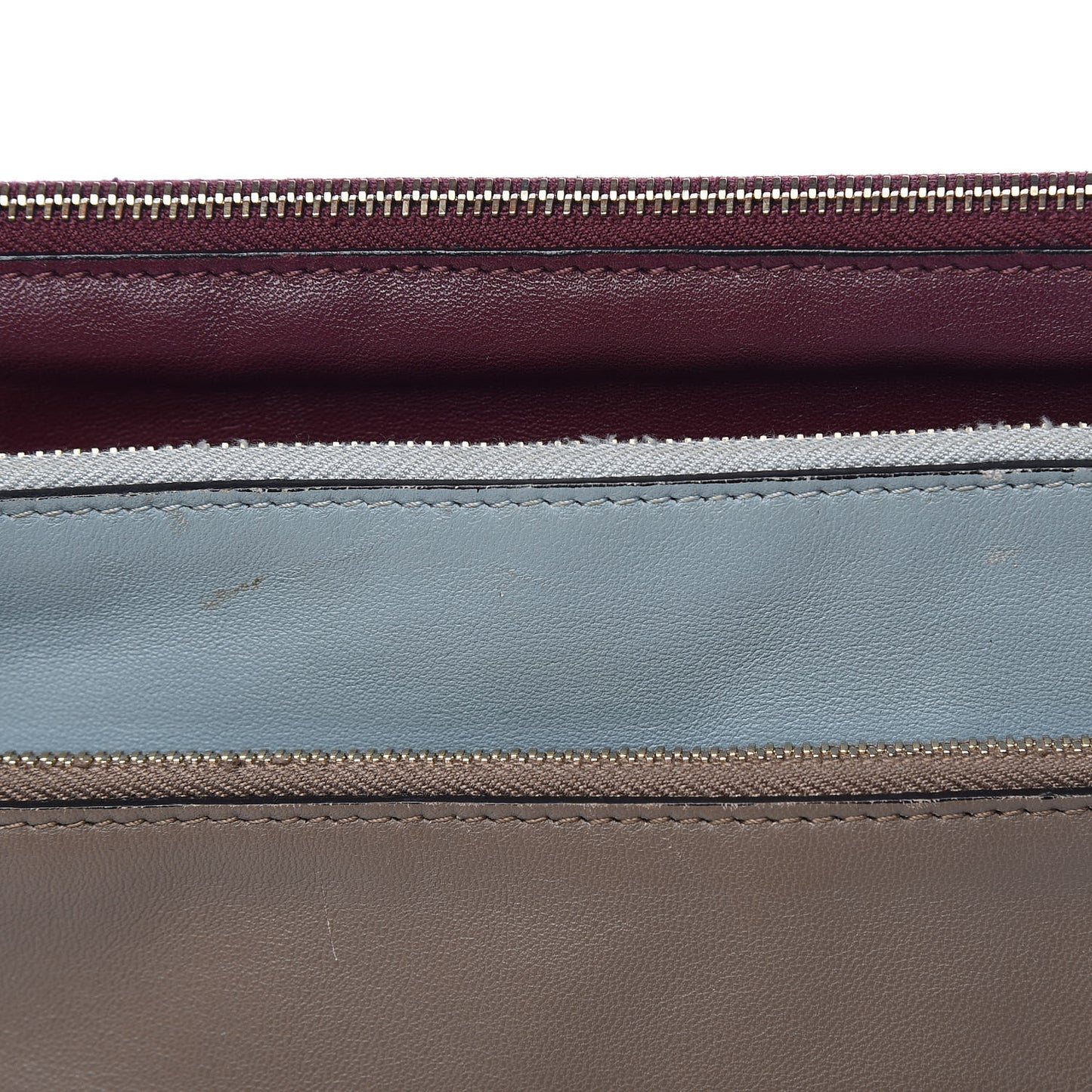 Vitello Rockstud Triple Zip Wristlet Pouch Multicolor