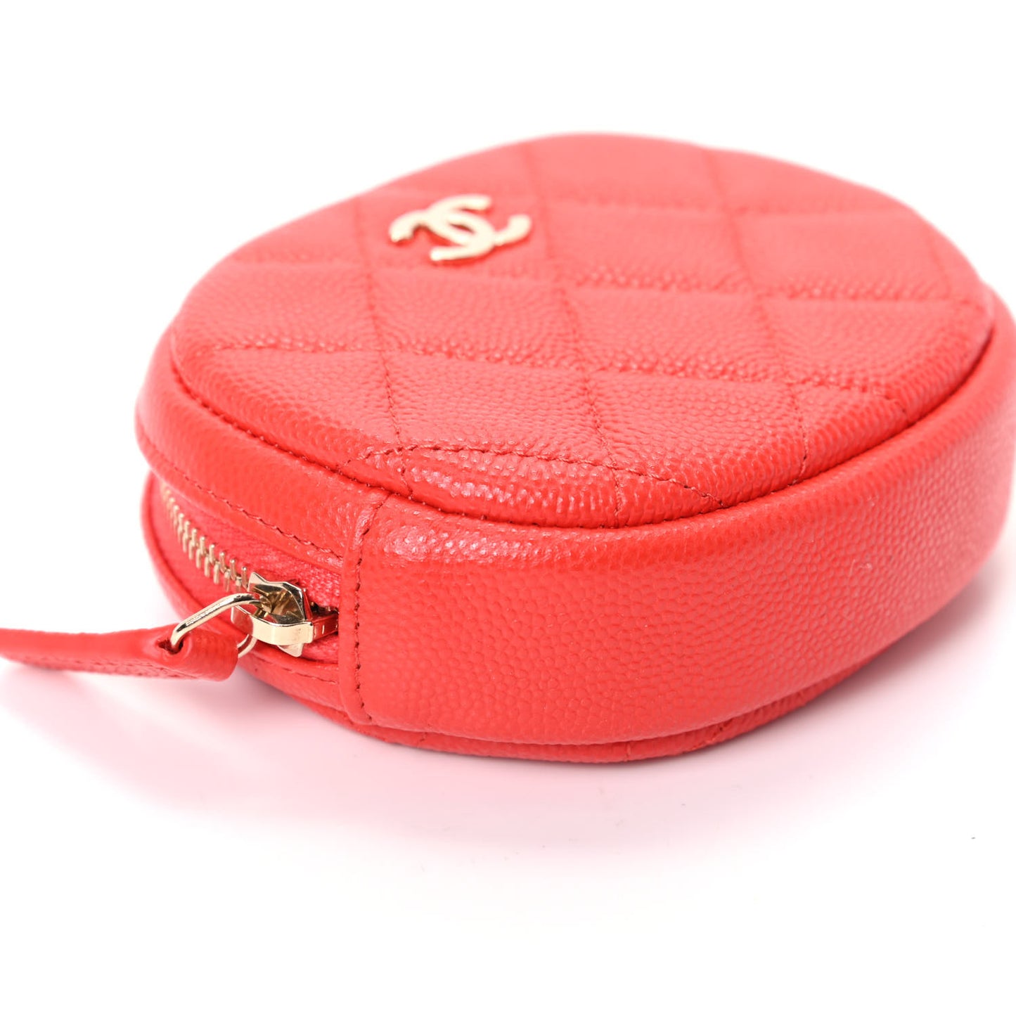 Caviar Quilted Zip Around Classic Coin Purse Red