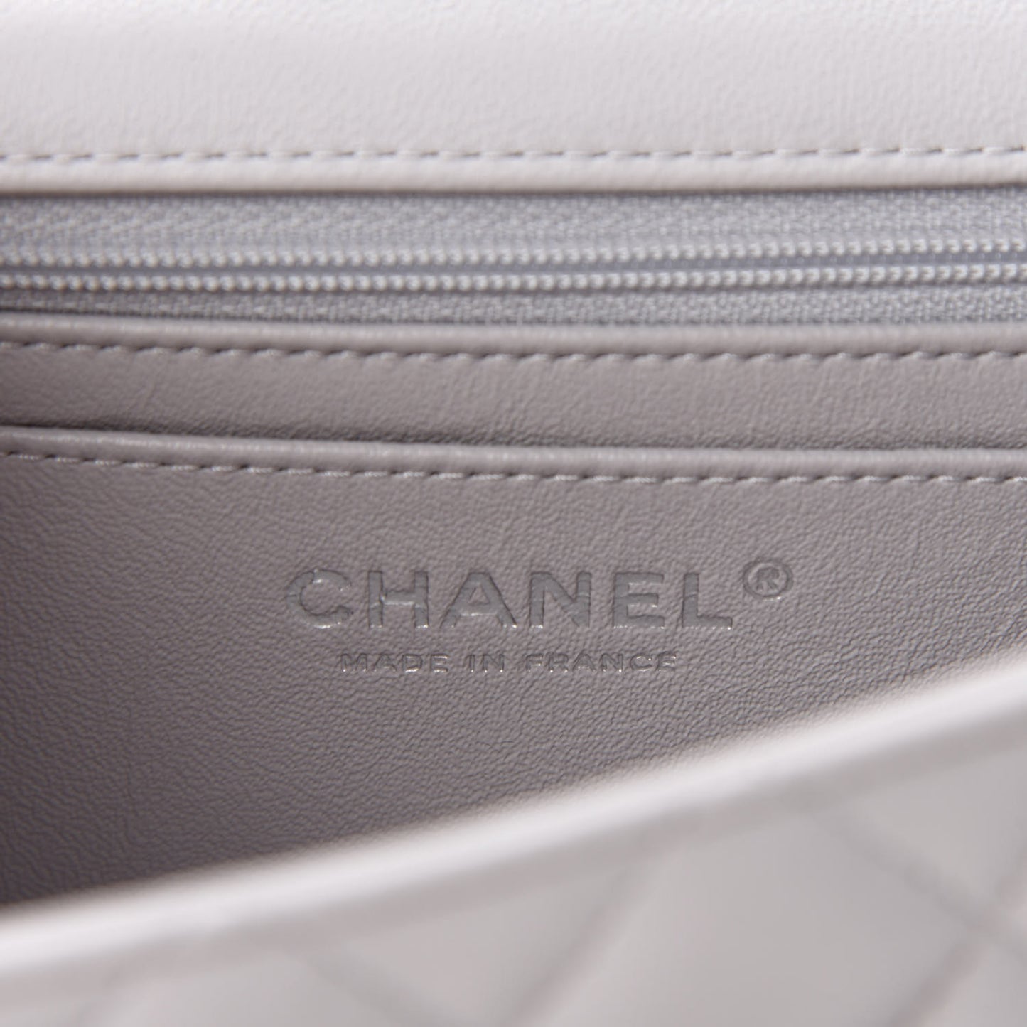 Lambskin Quilted Mini Rectangular Flap Grey