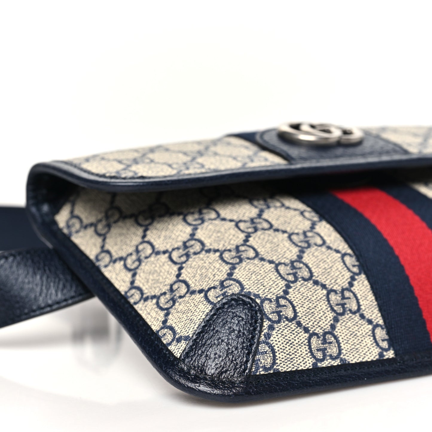 GG Supreme Monogram Web Small Ophidia Belt Bag 100 40 Beige Navy