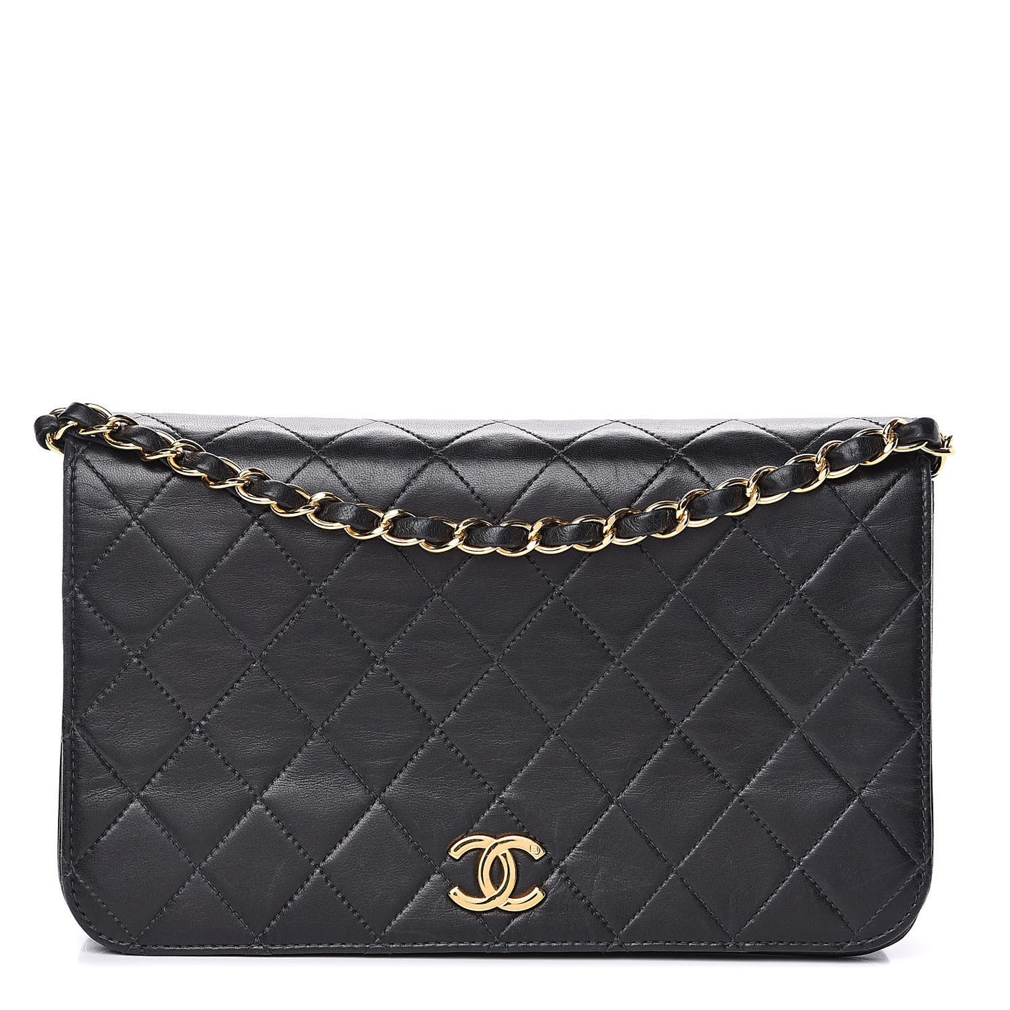 Lambskin Quilted Small Single Flap Bag Black