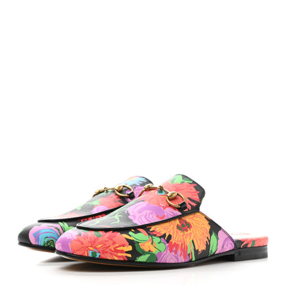 Gucci X KEN SCOTT Canvas Infinity Jenni Women's Princetown Slippers 36 Black Pink 3 of 9