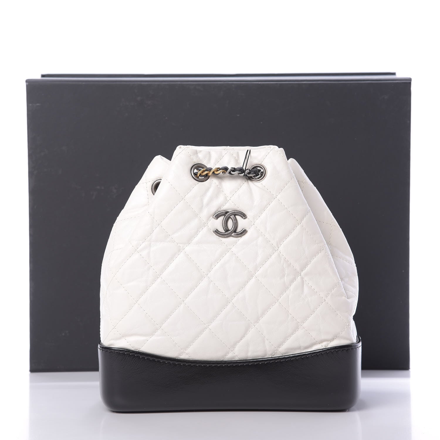 Chanel Aged Calfskin Quilted Small Gabrielle Backpack Black White 10 of 10