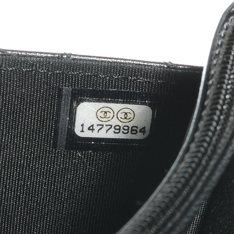 Calfskin Diamond Stitch Wallet On Chain WOC Black