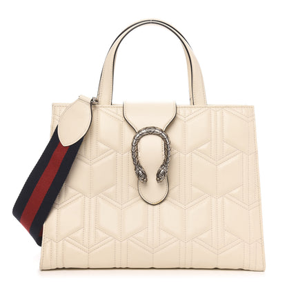 Gucci Cafskin Web Quilted Large Dionysus Tote Bag White 1 of 11