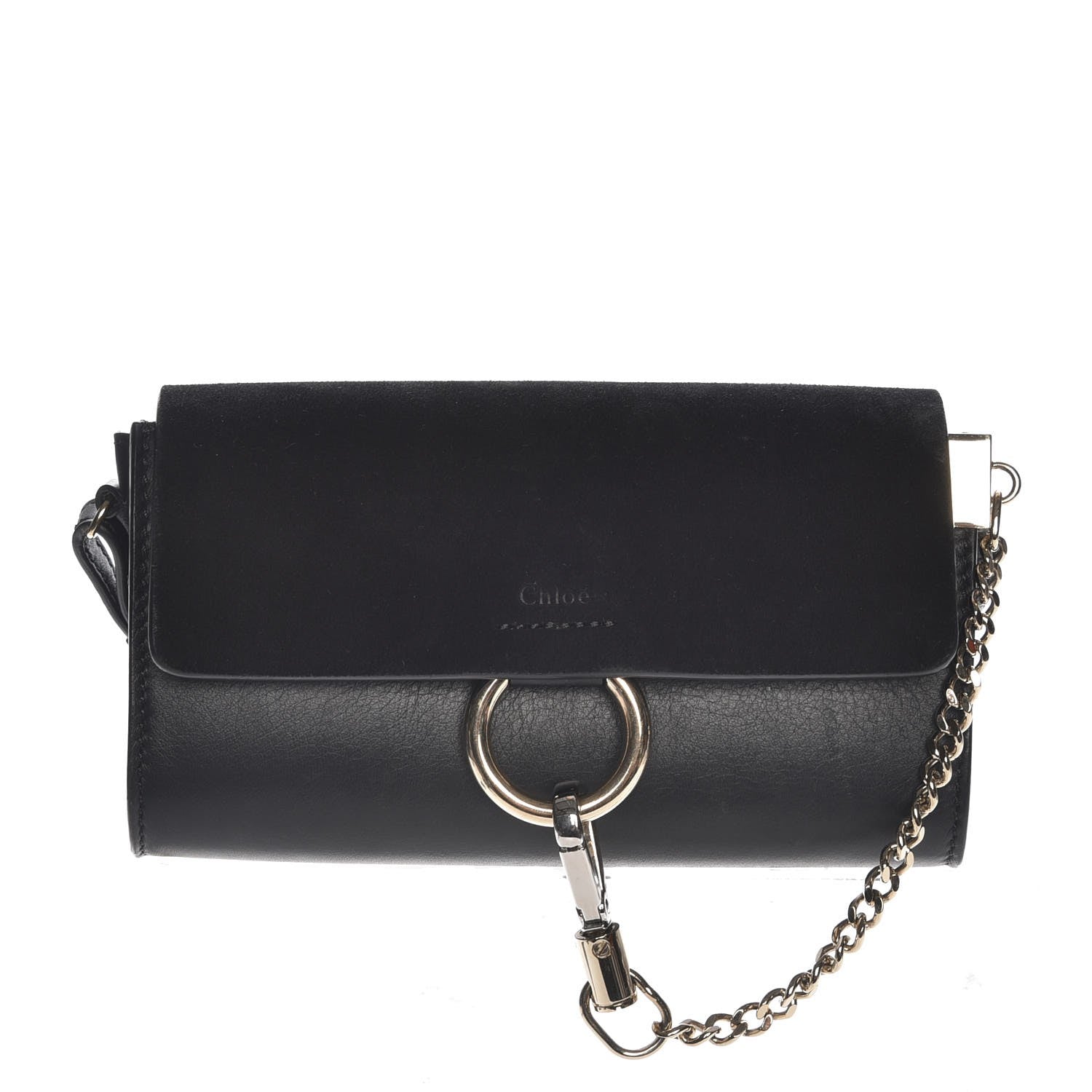 Chloe Suede Calfskin Mini Faye Shoulder Bag Black 1 of 7