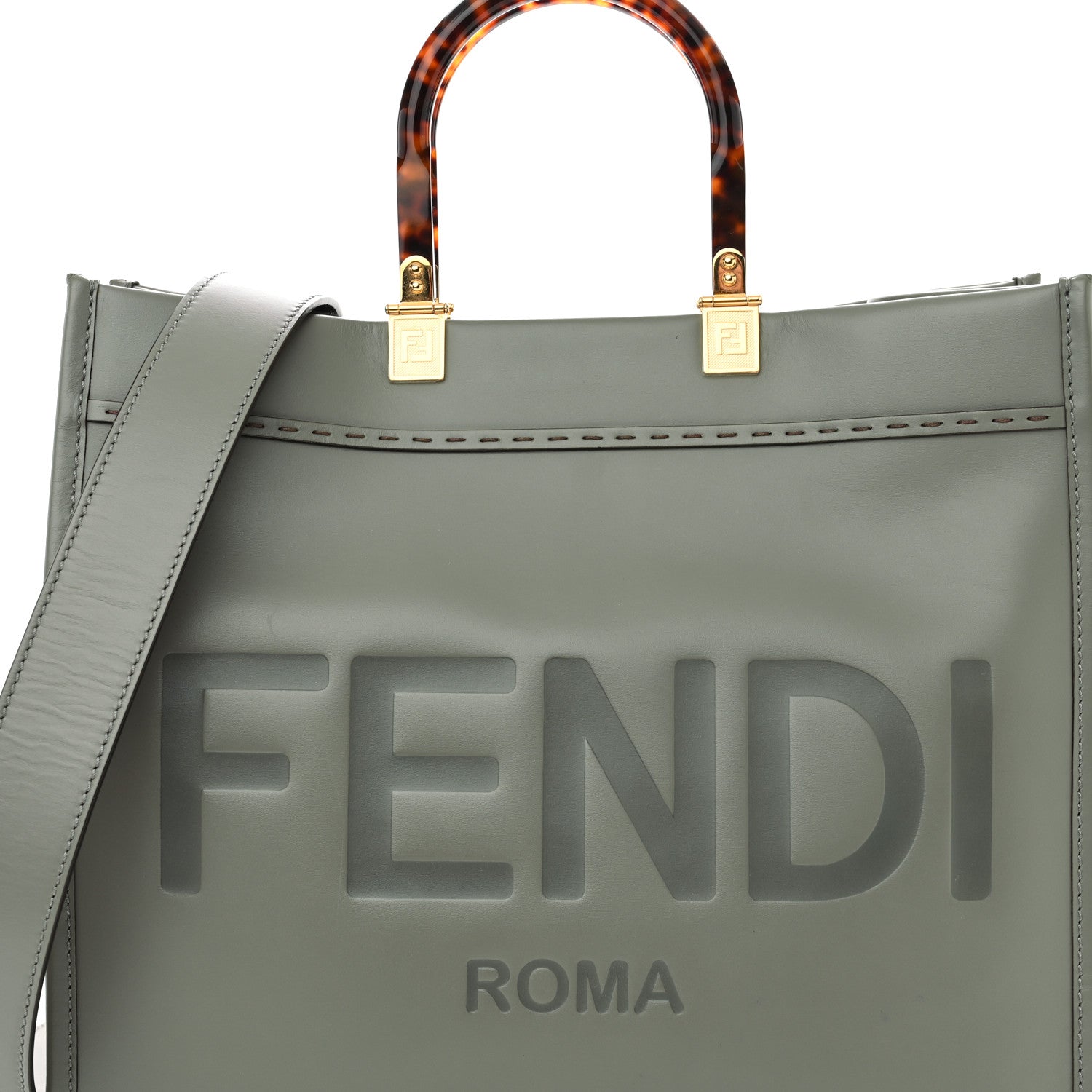 Fendi Vitello King Plexiglass Logo Embossed Medium Fendi Sunshine Shopper Tote Moon 8 of 15