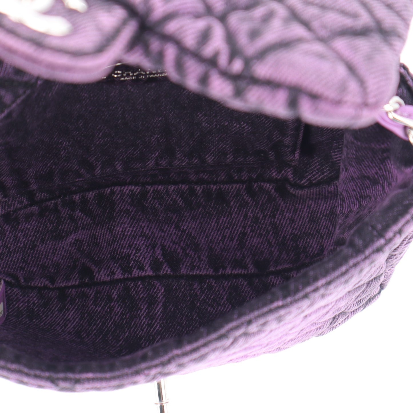 Washed Denim Quilted Small Denimpression Flap Violet Purple Black