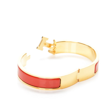 Hermes Enamel Clic Clac H Narrow Bracelet PM Brique 3 of 4