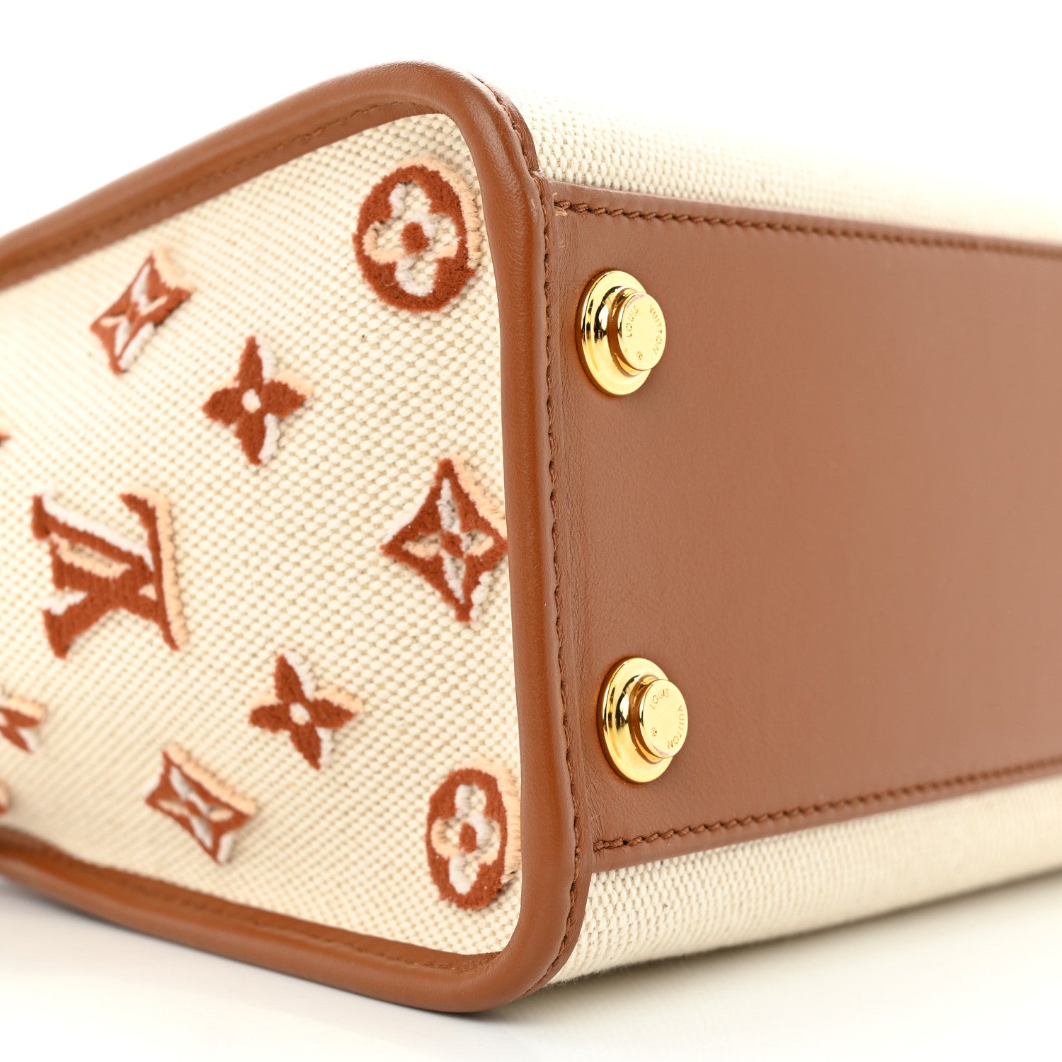 Louis Vuitton Canvas Calfskin Monogram On My Side PM Caramel Tan 8 of 9