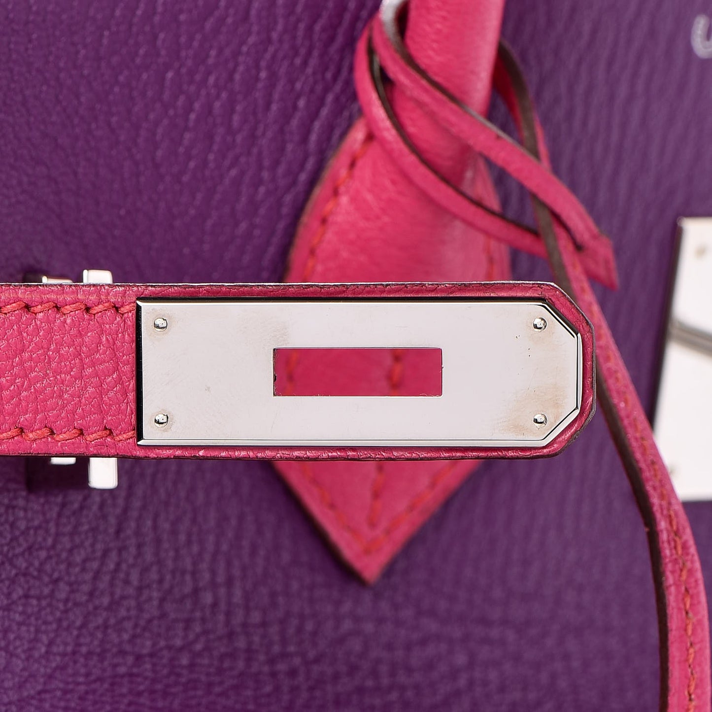Chevre Mangalore Bi-Color Horseshoe Birkin 35 Ultraviolet Rose Tyrien
