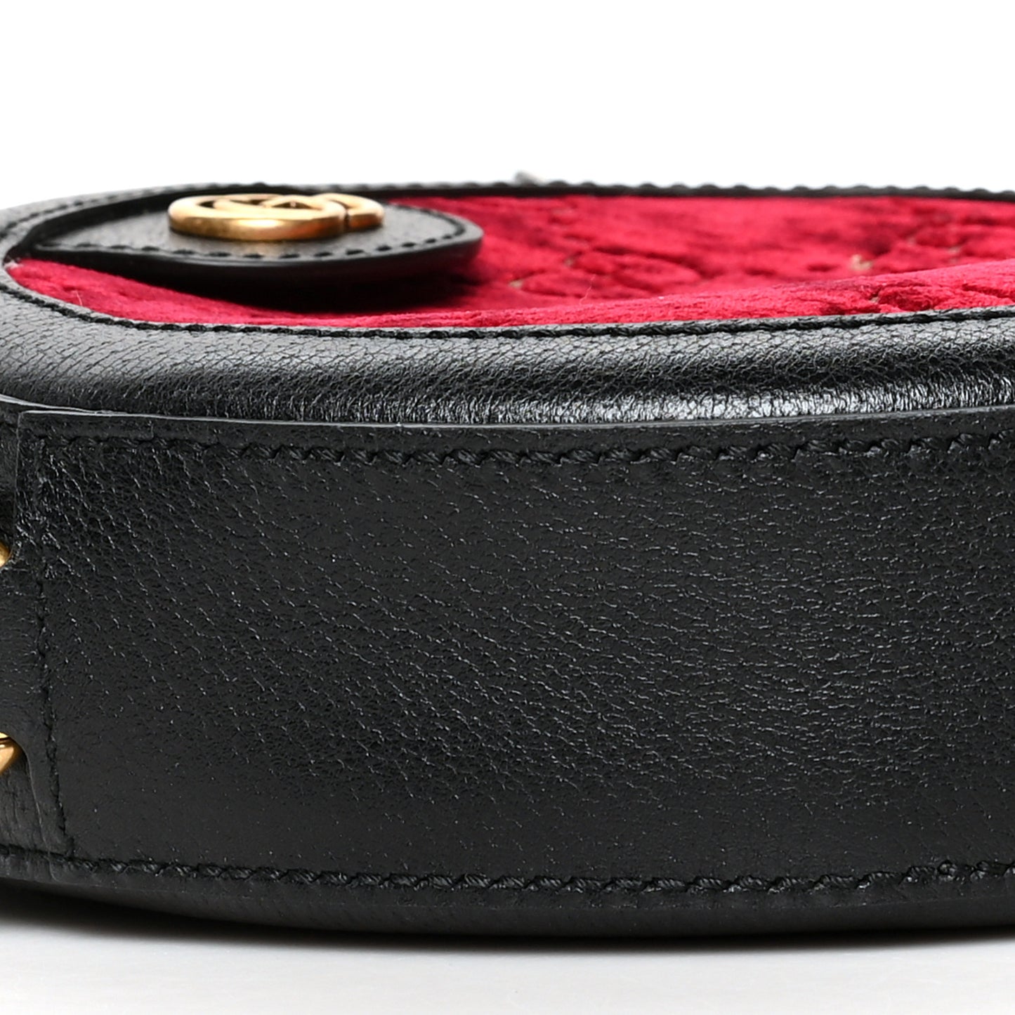 Velvet GG Monogram Textured Calfskin Round Shoulder Bag Red Cipria Black