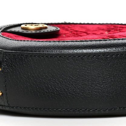 Gucci Velvet GG Monogram Textured Calfskin Round Shoulder Bag Red Cipria Black 10 of 11