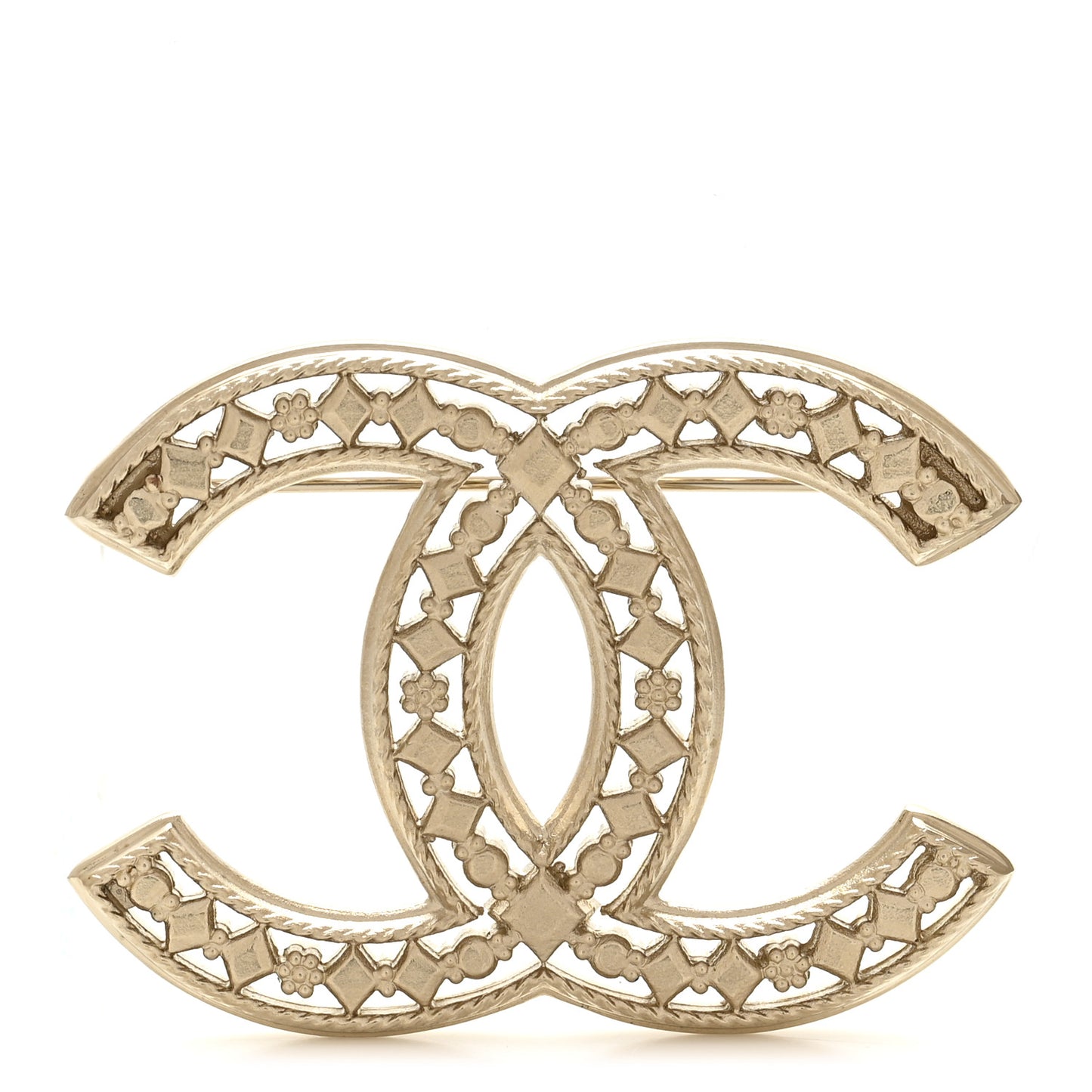 Metal CC Brooch Gold