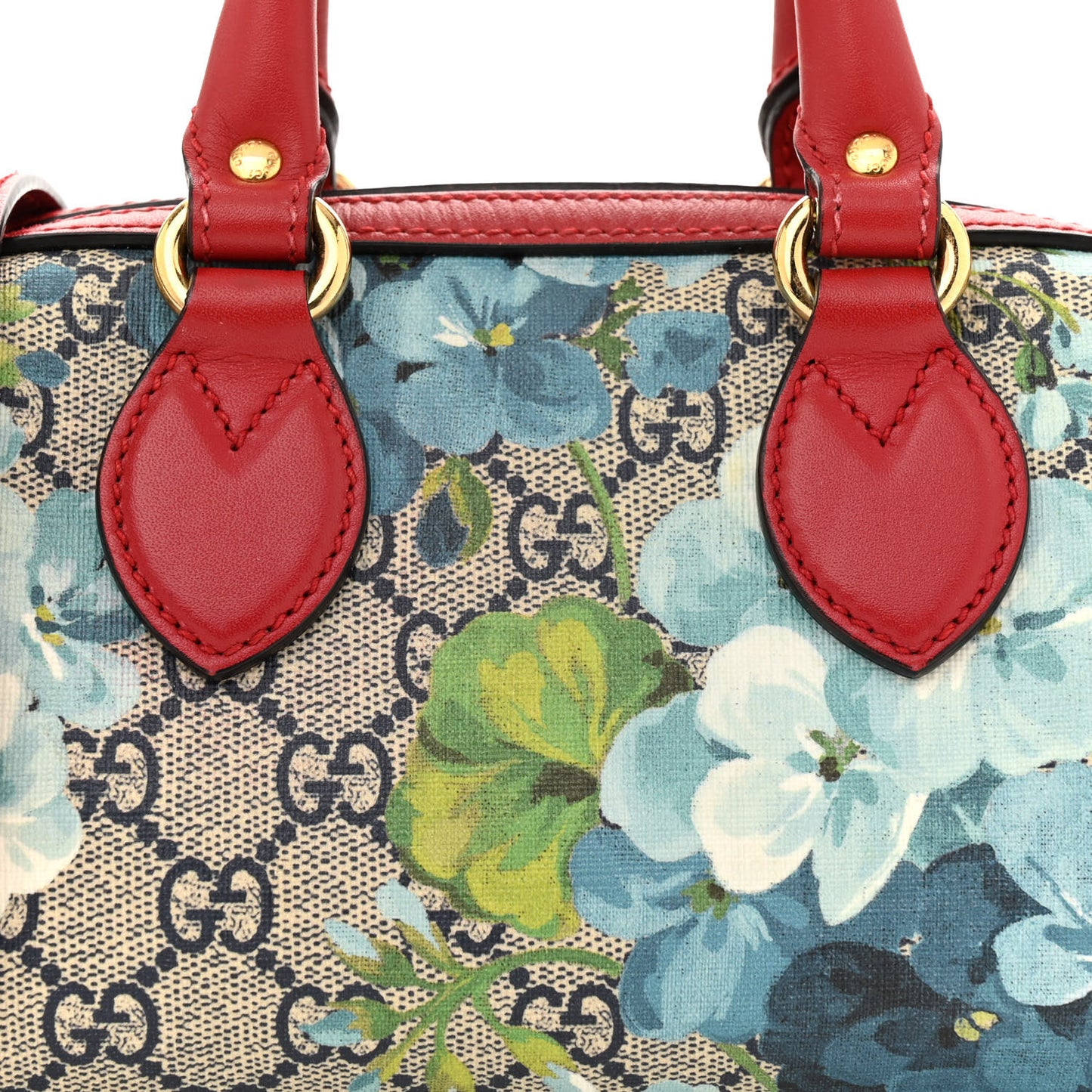 GG Supreme Monogram Blooms Mini Boston Navy Blue Hibiscus