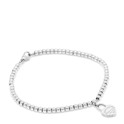Tiffany Sterling Silver 3mm Return to Tiffany Heart Lock Bead Bracelet 1 of 5