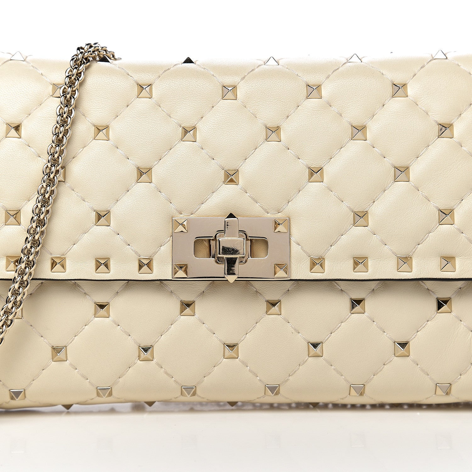 Valentino Garavani Nappa Rockstud Spike Wallet on Chain Light Ivory 13 of 13