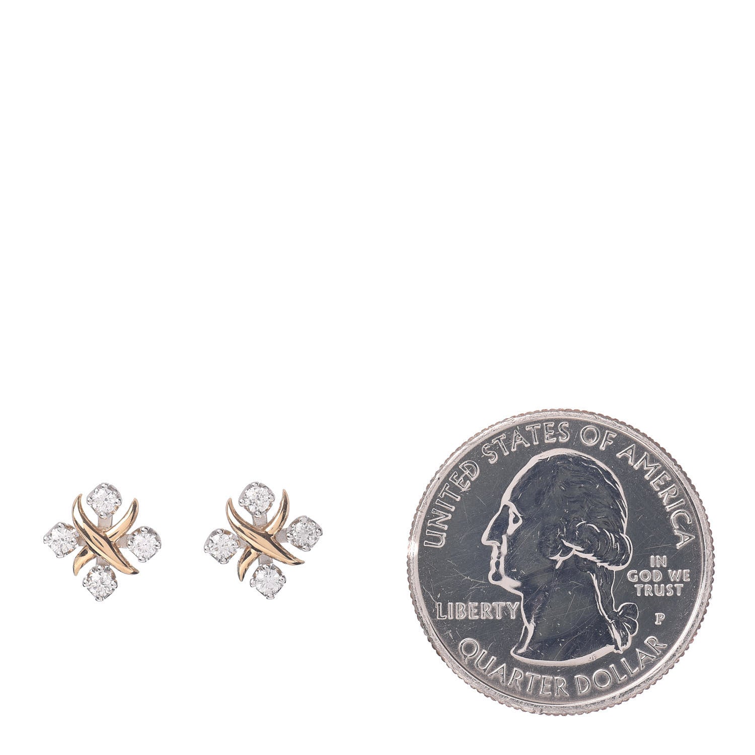 Tiffany Platinum 18K Yellow Gold Diamond Schlumberger Lynn Earrings 2 of 4